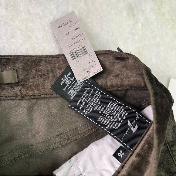 NWT 7 For All Mankind Green Fatigue High Waist Velvet Ankle Skinny Pants Size 26 - Picture 11 of 15